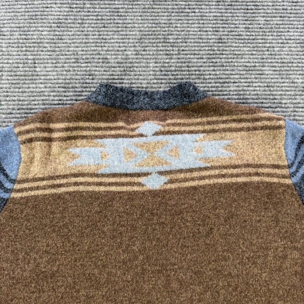 Woolrich Southwestern Lambswool Full Zip Sweater Womens Large Blue Brown Aztec - Picture 5 of 12